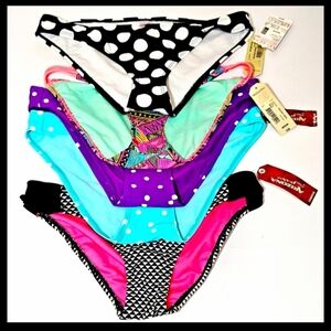 LOT of 5 Colorful Patterned Bikini Bottoms Women Medium NWT